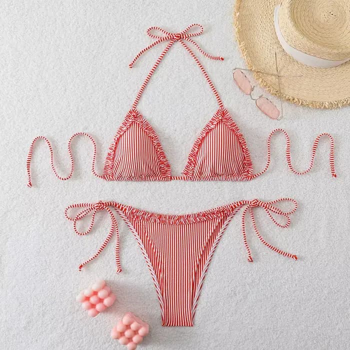 Nouvel ensemble de bikini sexy à col halter et liens latéraux