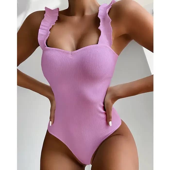 Maillot de bain une pièce Sexy pour femmes, à volants, oreilles en bois, Push Up, Monokini, vêtements de plage, nouvelle collection, 2025