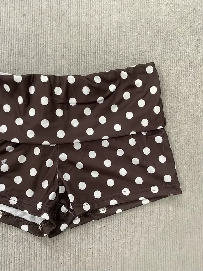 Ensemble de maillot de bain Coquette rétro marron à pois pour femme