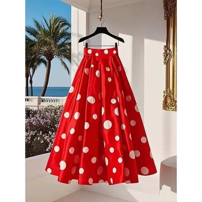Jupe plissée rouge à pois, style coréen, nouvelle collection pour femme