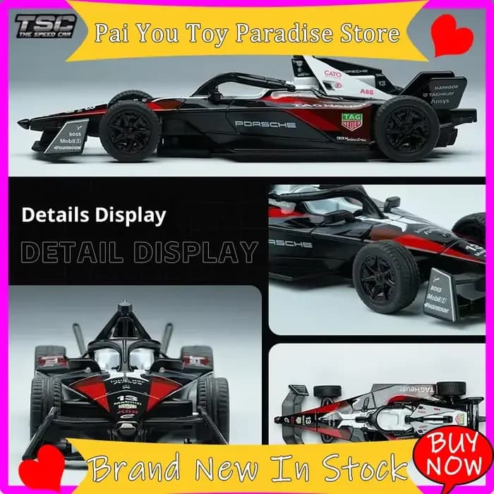 Modèle de voiture de course TSC Formula 1 à l'échelle 1/43, Porsche Fe, voiture en alliage électrique, ornement de bureau, cadeau de collection pour hommes, en stock