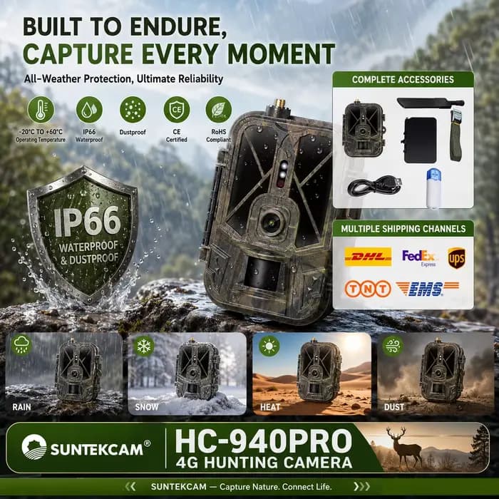 Caméra de chasse 4G HD en direct HC-940PRO-AA, carte SIM intégrée, 120MP 4K, application sans fil et stockage cloud, étanche IP66