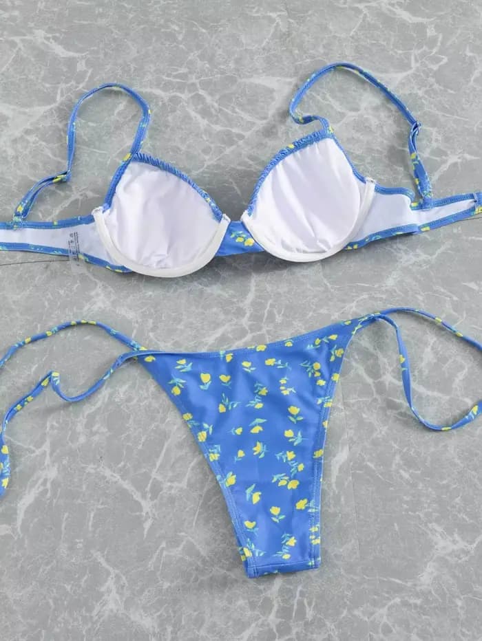 Maillot de bain bikini slim imprimé sexy pour femmes à petite poitrine
