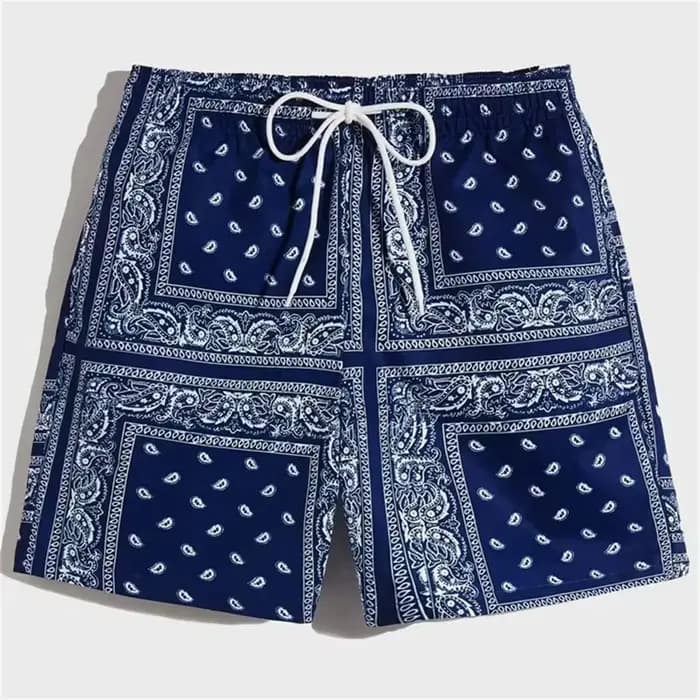 Shorts de plage à motif Paisley pour hommes et femmes, shorts de bain décontractés avec cordon de serrage, bas de tenue d'été, pantalons courts hawaïens