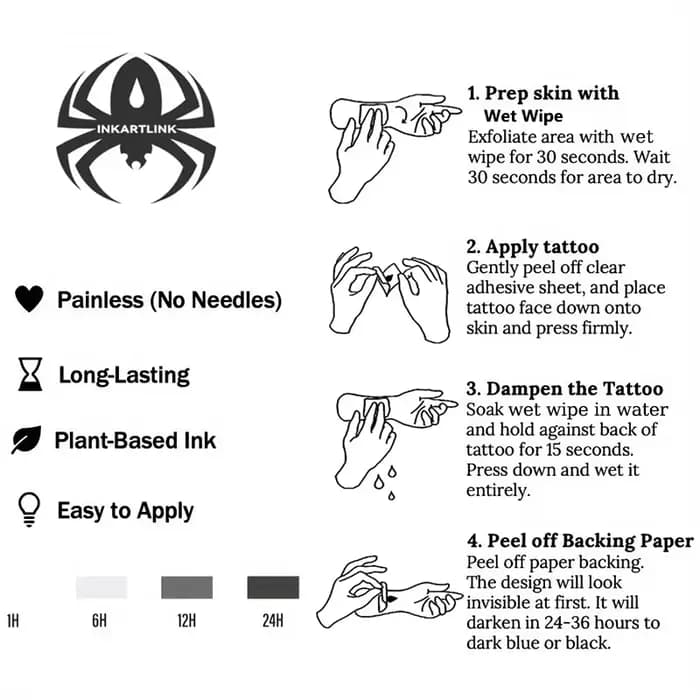 Tatouage temporaire chauve-souris, dure jusqu'à 15 jours, autocollant semi-permanent magique étanche, nouvelle technologie.