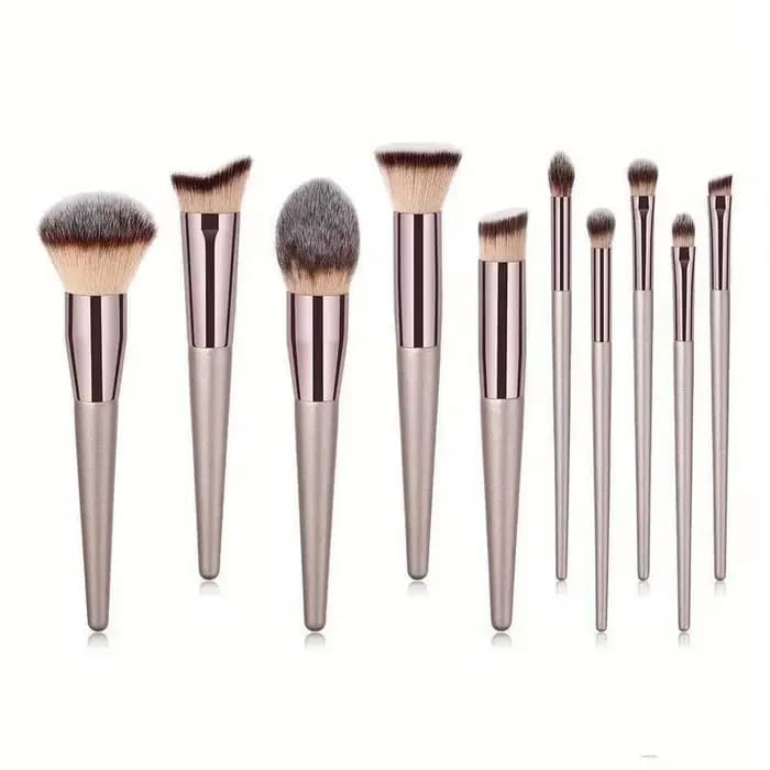 10 pièces Champagne or pinceaux de maquillage ensemble complet de fond de teint poudre libre Blush correcteur ombre à paupières ensemble professionnel