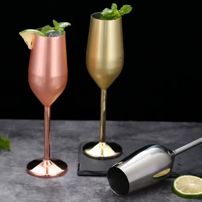 Flûte à Champagne en acier créative, Bar, glace, Cocktail, vin, tasse en verre de Champagne, 200-260ml