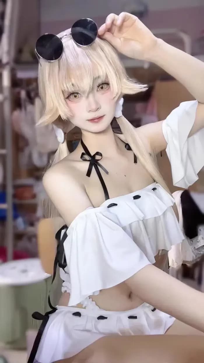 Maillot de bain Blue Archive Ajitani Hifumi, maillot de bain Sukumizu pour fille étudiante Lolita, maillot de bain blanc à volants