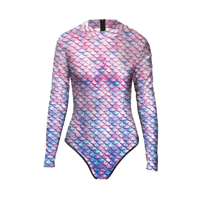 Nadanbao 2025 nouveau printemps été une pièce maillot de bain écailles de poisson impression à manches longues sirène