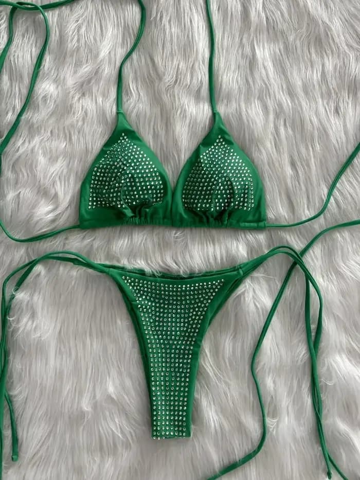Brillant paillettes diamant Bikini femmes maillots de bain femme maillot