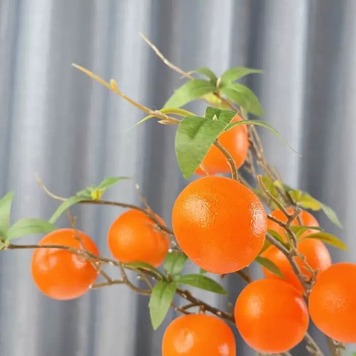 Branche d'Orange Artificielle Feuilles Vertes Luxe Faux Fruit d'Orange Simulation Arbre Fruitier Élégant Réaliste Fruits d'Orange Artificiels