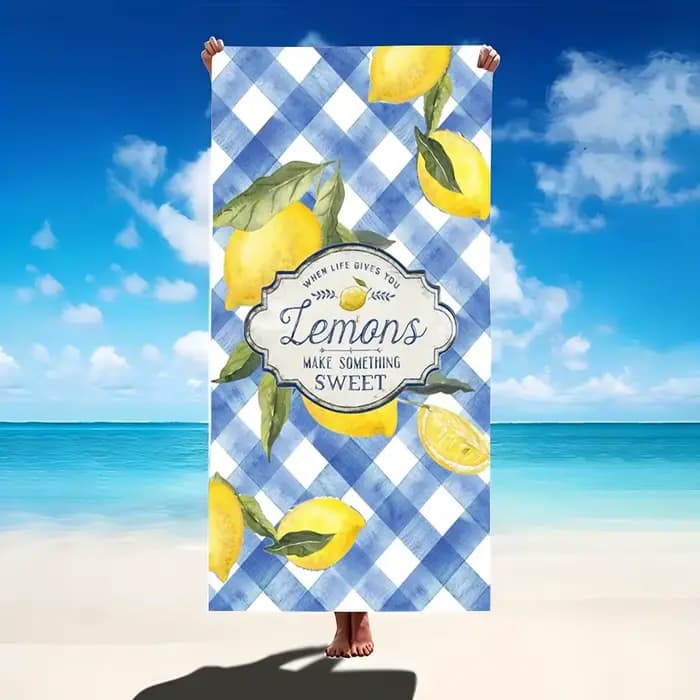 Serviette de plage Amalfi Lemon - Drap de bain en microfibre italien « La Dolce Vita » avec imprimé agrumes