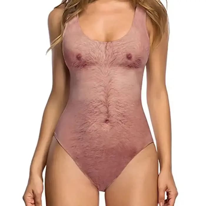 Sexy drôle blague poitrine imprimé femmes maillot de bain