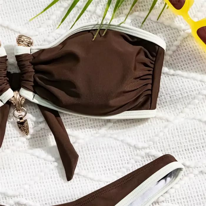 Ensembles de bikinis bandeau marron 2026