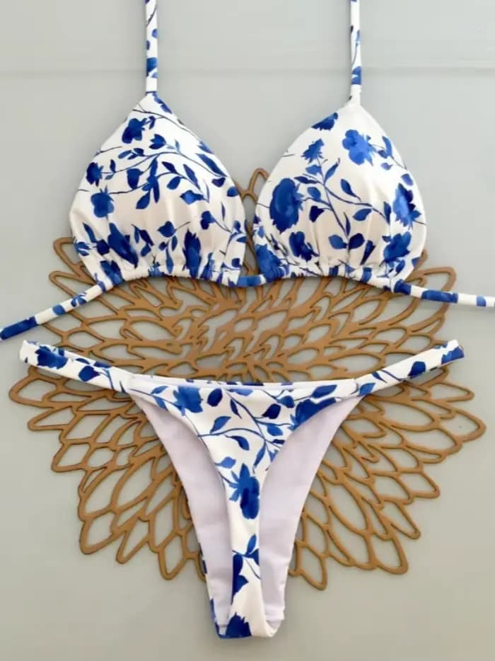 Ensemble Bikini brésilien Sexy Push Up maillot de bain deux pièces Triangle cravate côté bas plage vêtements de