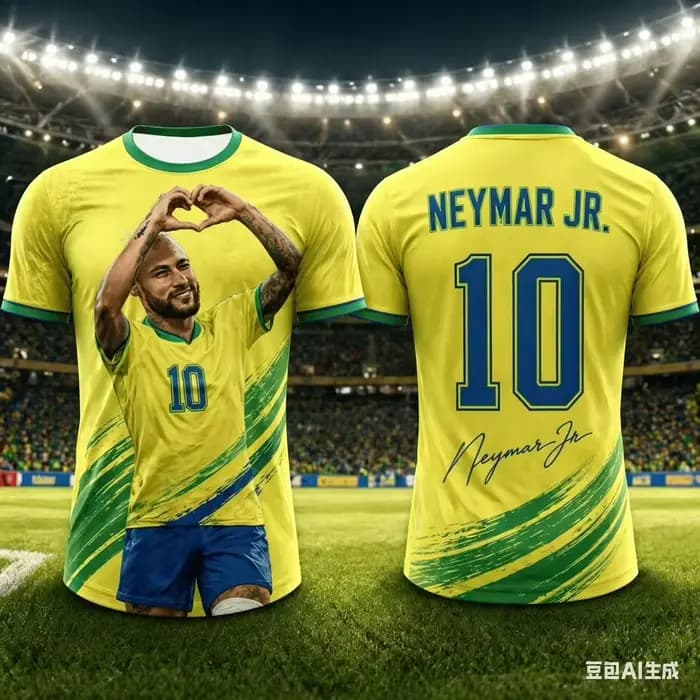 Neymar Jr. # 10 Maillots de football de l'équipe nationale du Brésil, T-shirt jaune et vert à manches courtes pour hommes et femmes, streetwear pour fans de football