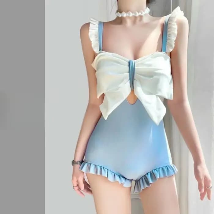 Maillot de bain une pièce Kawaii à carreaux pour femme