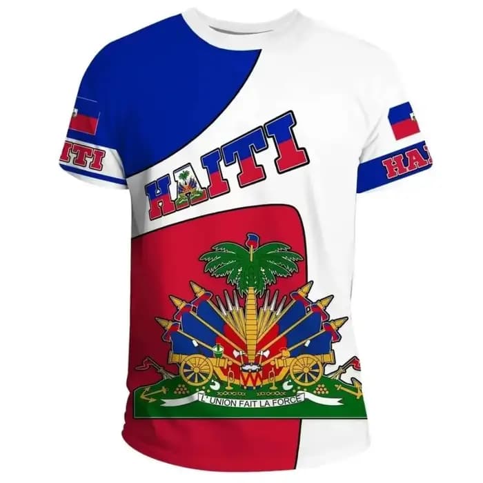 T-shirt de sport respirant à séchage rapide pour hommes et femmes, imprimé 3D drapeau de l'île d'Haïti, maillot de football, entraînement d'équipe, haut d'été à manches courtes