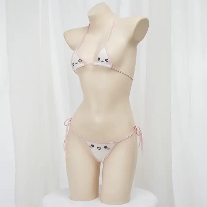 Mignon Bikini 2025 Anime Kawaii fille Cosplay maillot de bain femmes à lacets maillot de bain taille basse Bikinis ensembles maillot de plage