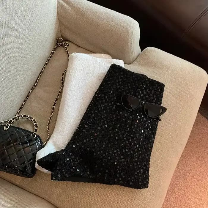 Short taille haute pour femme, pantalons sexy, noir, blanc, olympiques courts, mince, automne, pantalon à paillettes Y2k