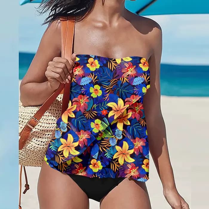 Maillot de bain bikini sexy deux pièces pour femme, tissu polyester tendance importé de Corée, adapté à la natation et aux sports nautiques