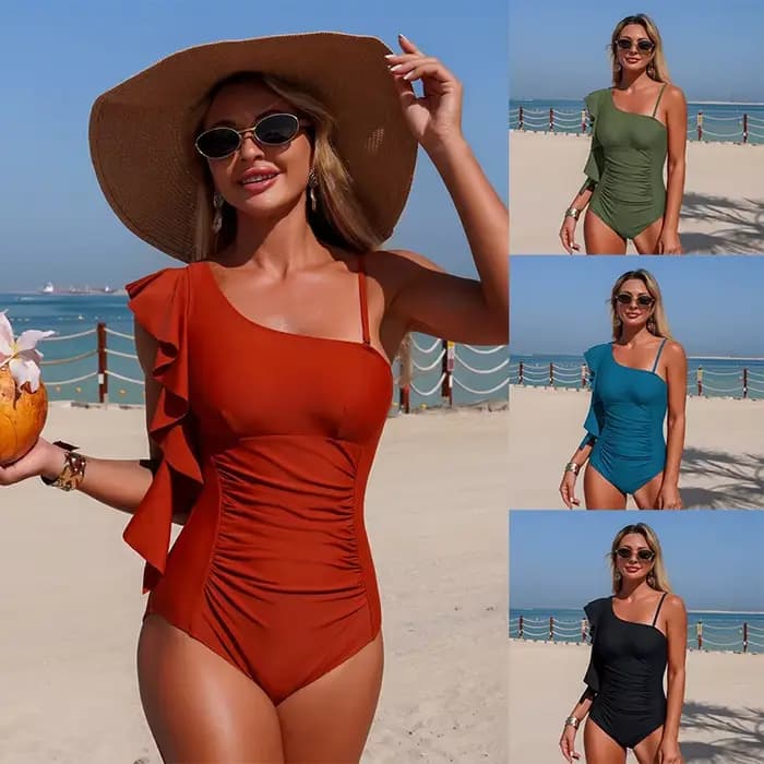 Nouvelle Collection 2026 : Maillot de Bain Femme Une Pièce Couleur Unie
