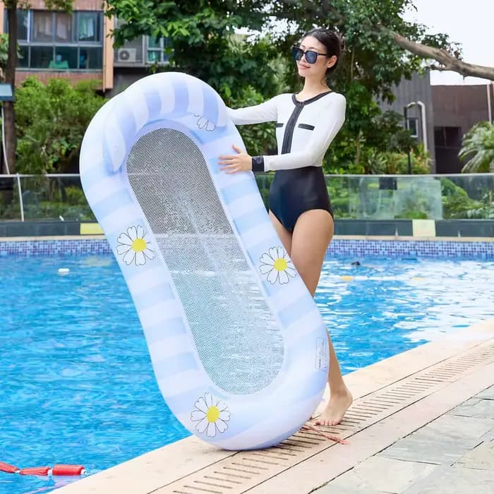 Fauteuil flottant gonflable avec parasol, chaise longue de piscine Daisy, bouée de natation épaissie, hamac aquatique