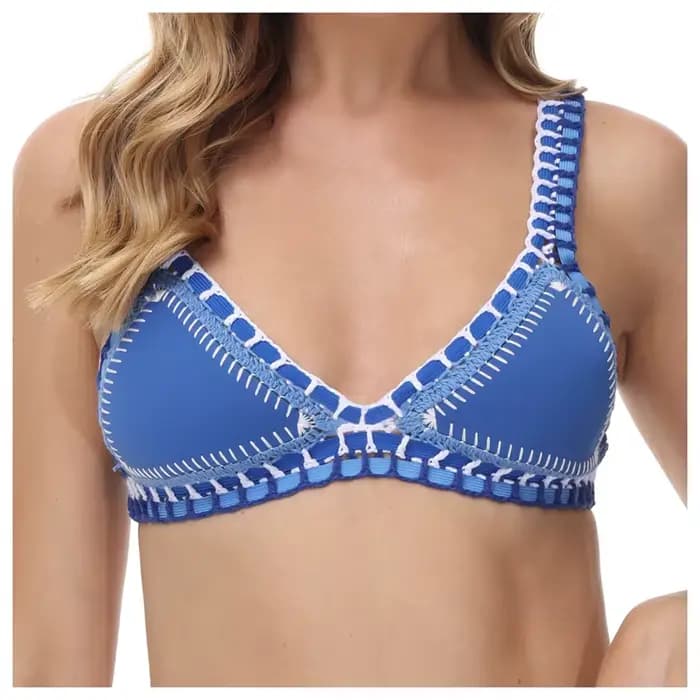 Bleu fait à la main Crochet Bikini ensemble femmes Maillot De Bain maillots