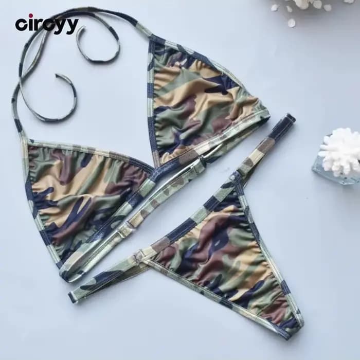 Circyy Bikini ensemble femmes Sexy Camouflage maillot de bain deux pièces tongs dos nu maillot de bain pour femme bain été 2025 mode maillots de bain