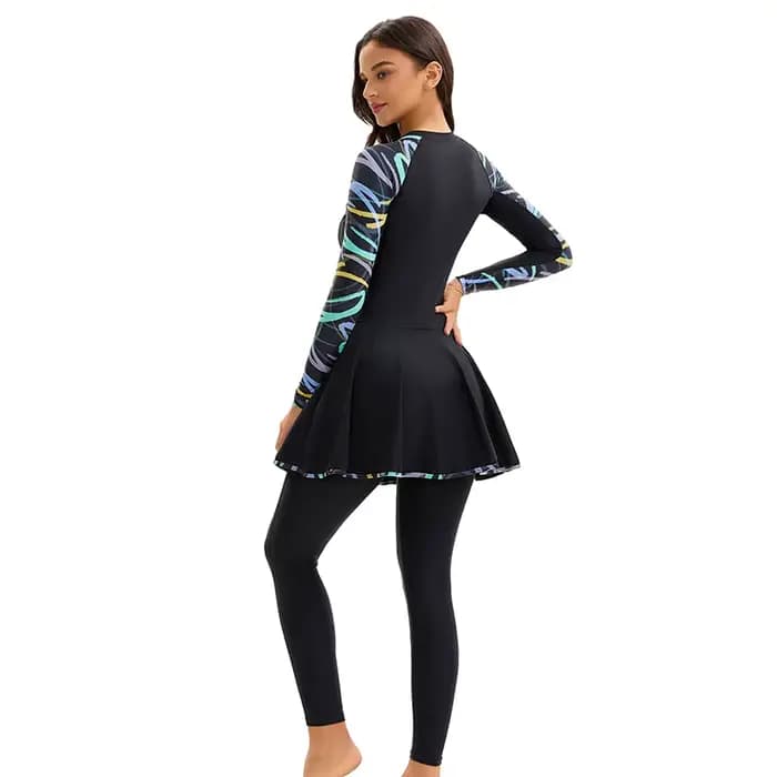 Maillots de bain islamiques à manches longues pour femmes, une pièce musulmane modeste | Maillot de bain Burkini à couverture complète, maillot de bain solide