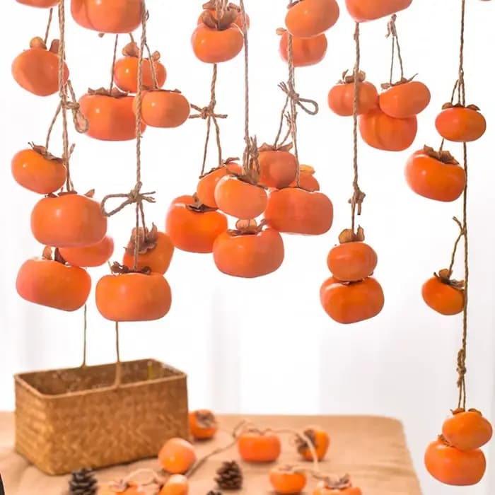 8 fruits Simulation kaki fruits Orange réaliste artificiel kaki plastique 80cm kaki pendentif décoration de plafond