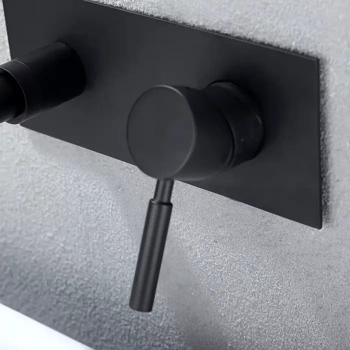 Bagnolux mélangeur froid et chaud, robinet de salle de bains, Installation encastrée, noir deux trous, vanité de baignoire de douche avec évier mélangeur