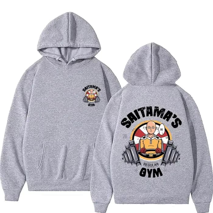 Anime One Punch Man Saitama Saitama's Gym drôle Meme sweat à capuche hommes femmes décontracté polaire sweat à capuche en coton hommes surdimensionné sweat