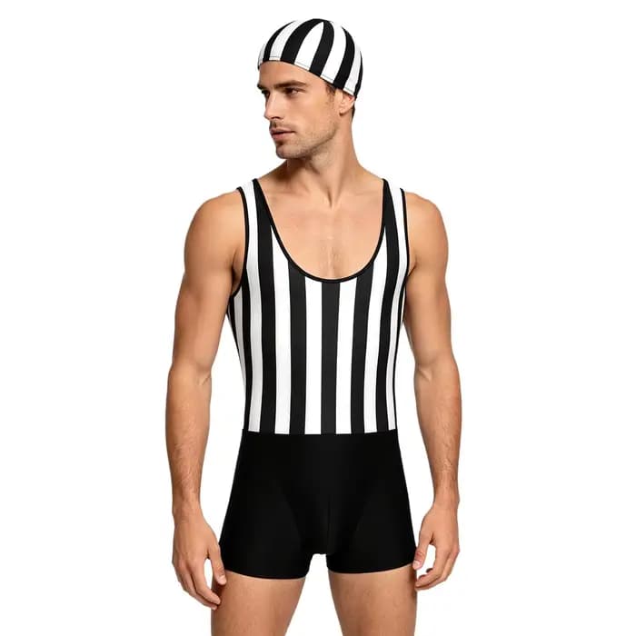 Maillot de bain une pièce pour homme à rayures arc-en-ciel