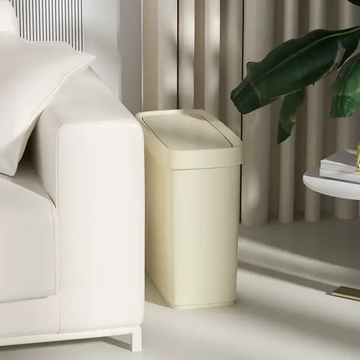 Poubelle de salle de bains, Type presse, poubelle de toilette avec couvercle, anti-odeur, poubelle étroite, salon chambre à coucher, panier à déchets