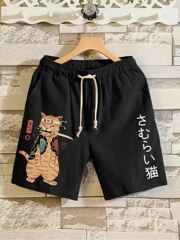 2025 été 3D Anime japonais samouraï chat Shorts troncs séchage rapide plage natation Shorts femmes hommes Hip Hop pantalons courts Shorts 6xl