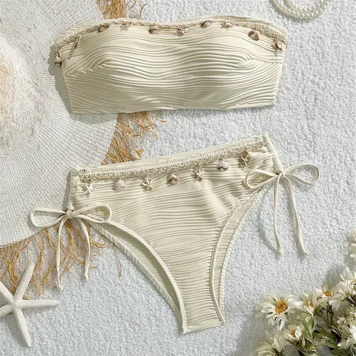 Maillot de bain vintage noir à bretelles croisées, dos nu, avec bordure étoilée, style bohème pour femme, idéal pour les vacances et la plage