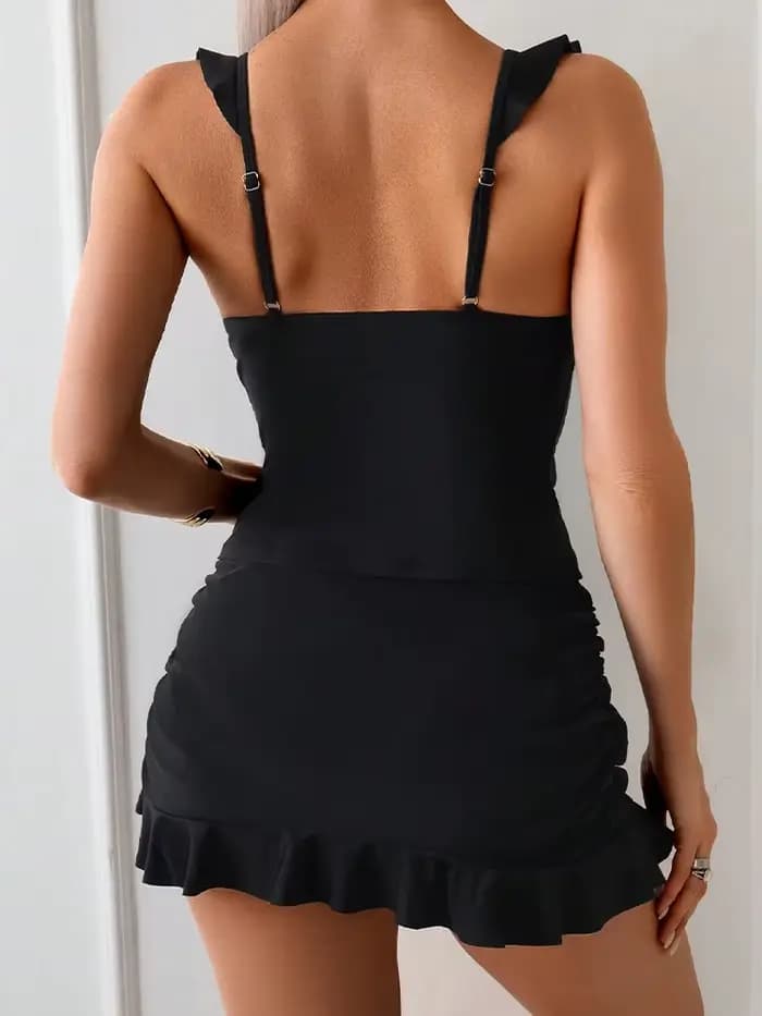 Maillot de bain bikini à volants pour femme