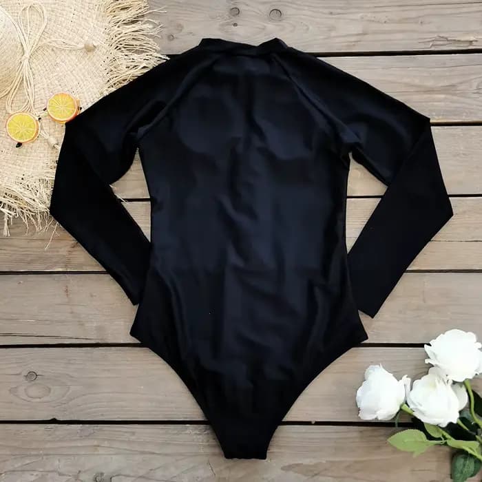 Maillot de bain une pièce à manches longues pour femme 2026 – Monokini uni tropical pour le surf et la natation