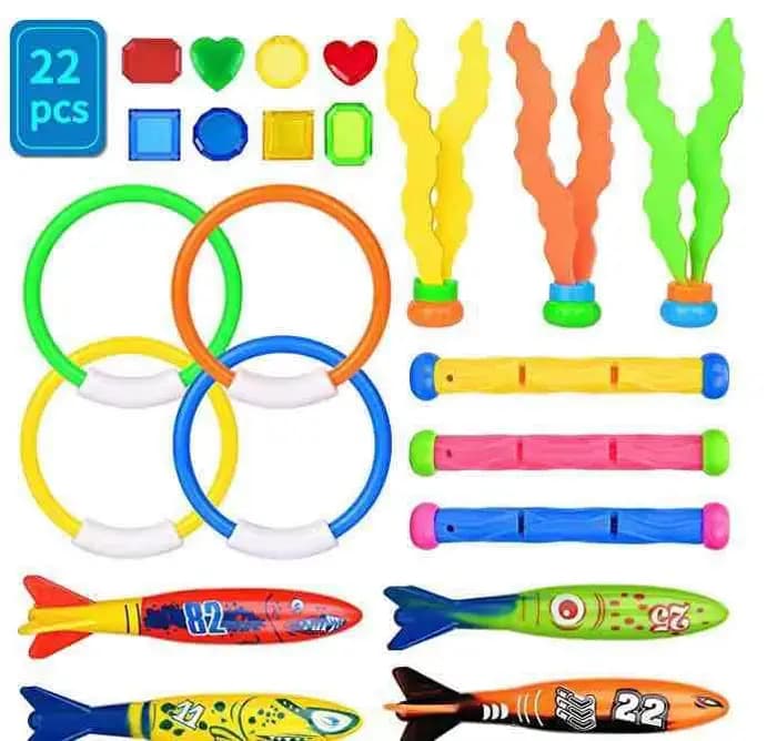 Ensemble de jouets de plongée pour piscine, chasse au trésor, torpille, poisson, anneaux d'eau, plantes, dauphin, bouée, jouets de plongée pour enfants, cadeaux d'anniversaire