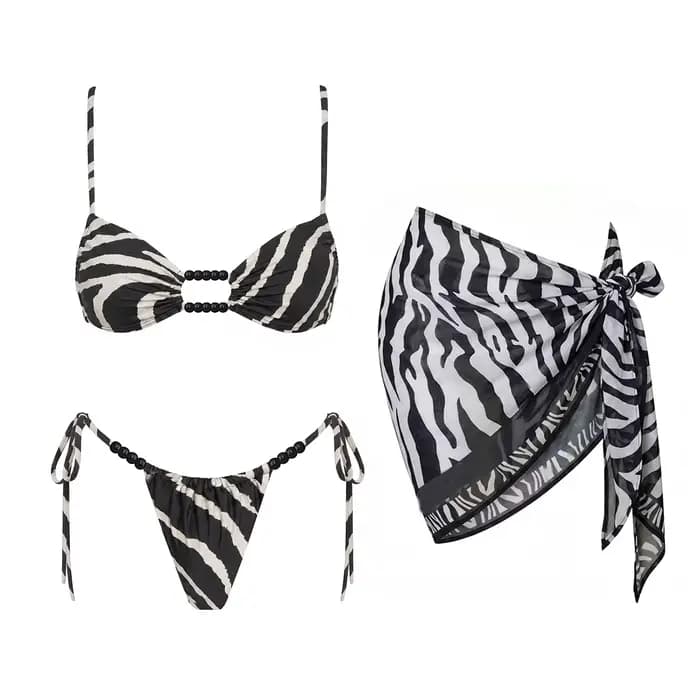 Ensemble bikini 3 pièces Zebra, maillot de bain sexy pour femme, nouvelle collection 2026, maillot de bain push-up, bandeau, biquini, tenue de plage