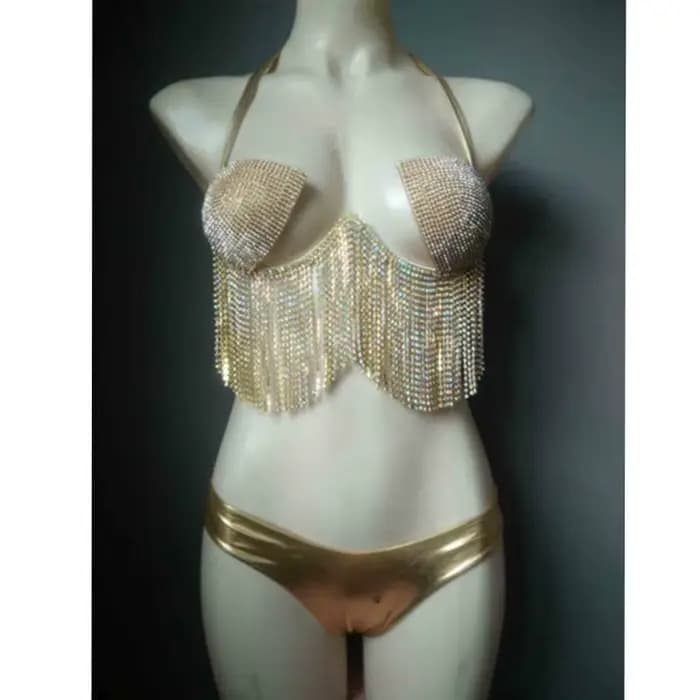 Maillot de bain avec des strass et des franges
