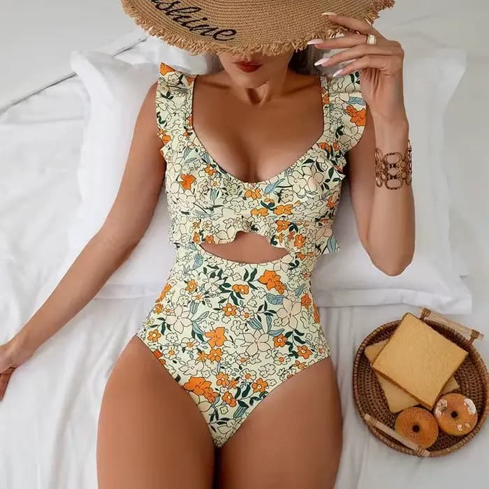 Nouveau Maillot de Bain Femme 2026 Une Pièce Bikini Floral Volants Plage Été Monokini Biquinis