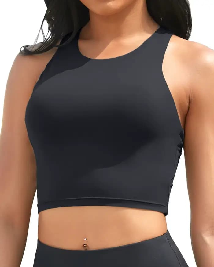 2026 Haut de maillot de bain sportif rembourré pour femme, uni