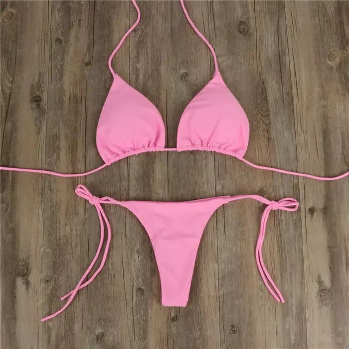 Sexy string Bikini ensemble côté licou cravate maillot de bain dames sangle fendue réglable pansement Style maillot de bain brésilien maillots de bain pour femmes