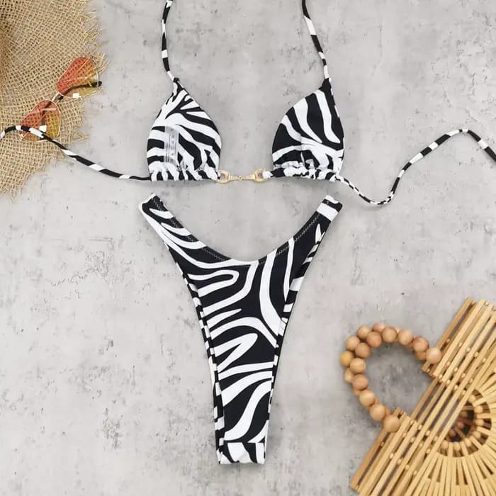 Ensemble bikini femme 2026 sexy argenté métallisé