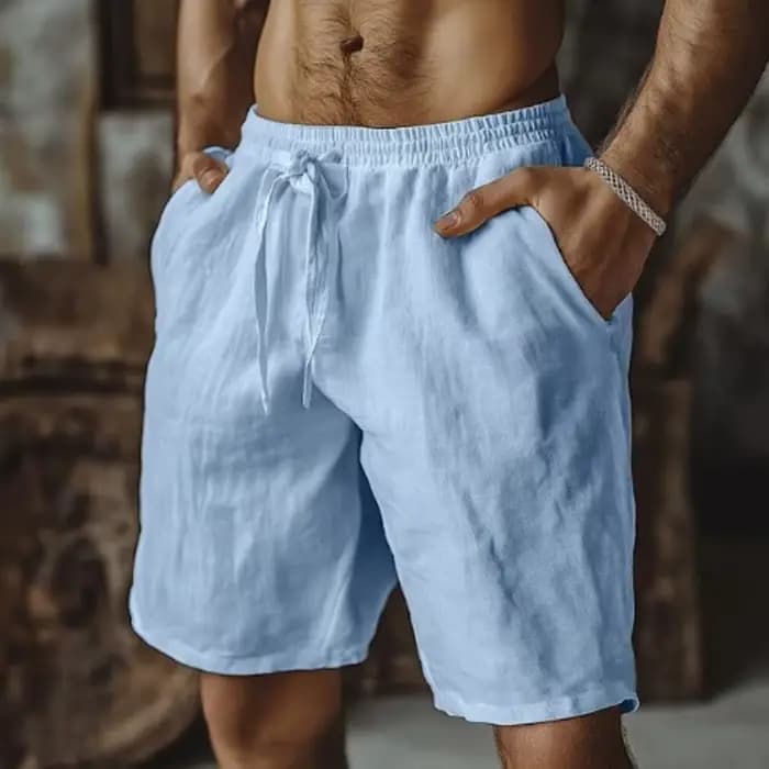Shorts de plage pour hommes, décontractés, amples, longueur genou, en coton et lin, pour l'été, nouveaux pantalons de sport pour hommes