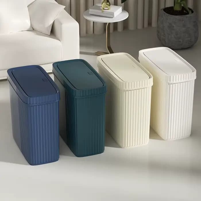 Poubelle de salle de bains, Type presse, poubelle de toilette avec couvercle, anti-odeur, poubelle étroite, salon chambre à coucher, panier à déchets