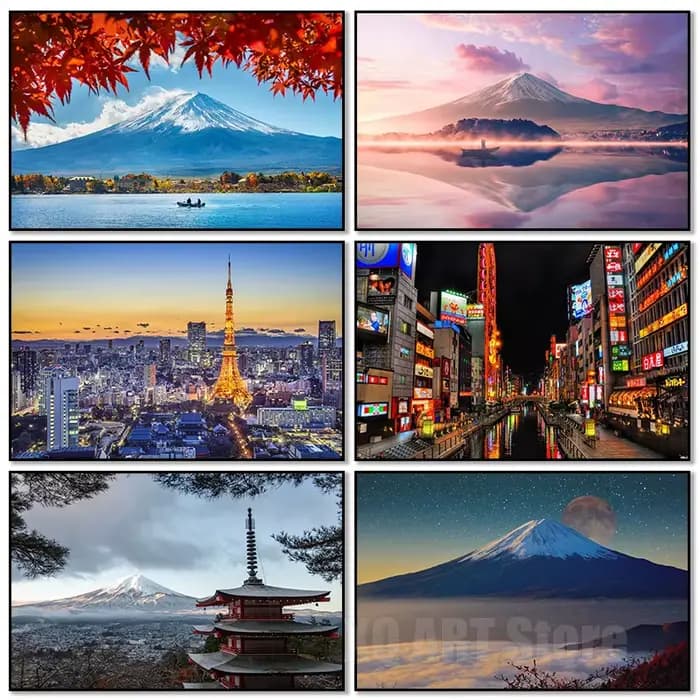 Affiche de Paysage Japonais sur Toile, Personnages et Imprimés Modernes, TakJapan, Ville, Voyage de Nuit, Mont Fuji, pour Salon, Maison, Sans Cadre