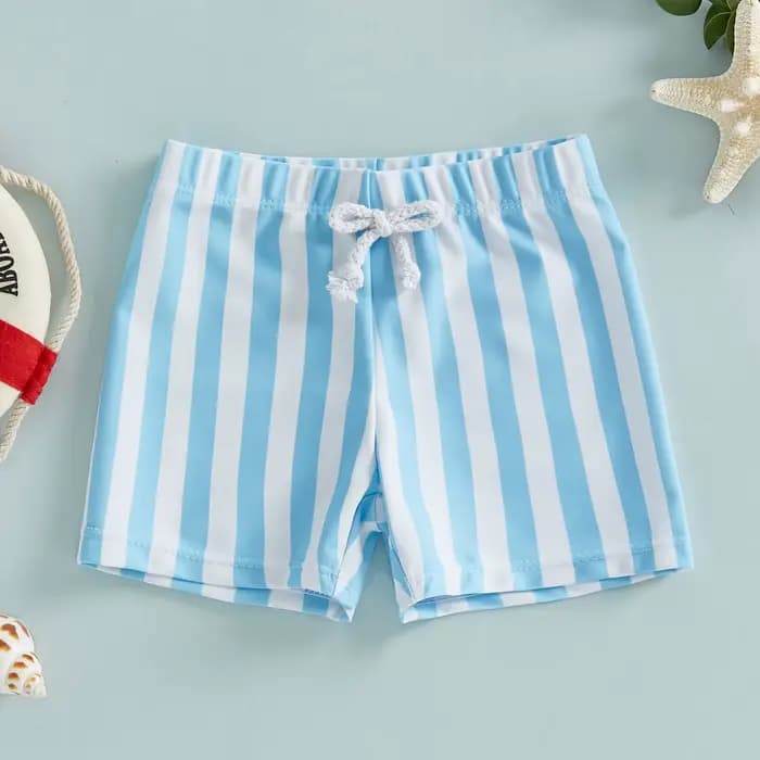 Maillot de bain pour bébés garçons, imprimé à rayures, taille élastique, short de plage, short de planche pour enfants